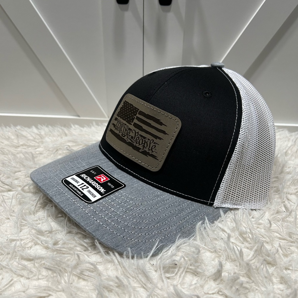 Trucker SnapBack Richardson 112 Hat. We the people Flag.